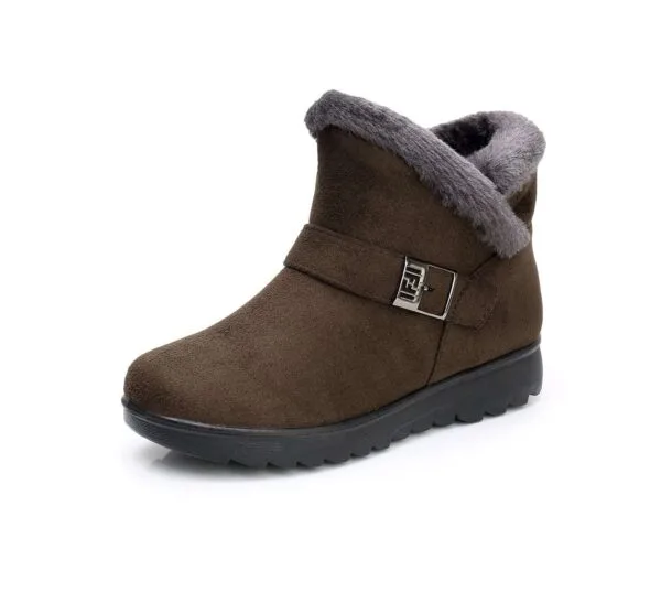 Stylish Winter Warm Ankle Boots - Burgundy Suede with Plush Lining - Image 31