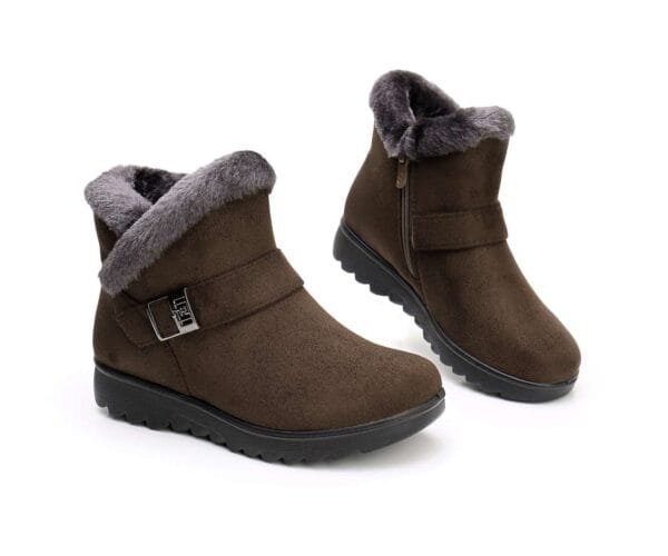 Stylish Winter Warm Ankle Boots - Burgundy Suede with Plush Lining - Image 39