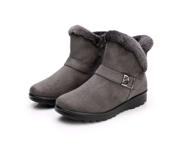 Stylish Winter Warm Ankle Boots - Burgundy Suede with Plush Lining - Image 44