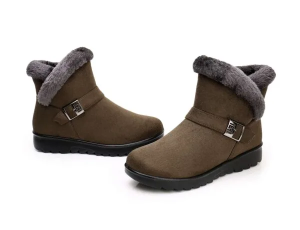 Stylish Winter Warm Ankle Boots - Burgundy Suede with Plush Lining - Image 56