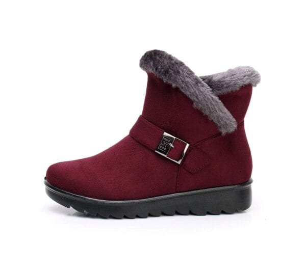 Stylish Winter Warm Ankle Boots - Burgundy Suede with Plush Lining - Image 2