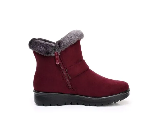 Stylish Winter Warm Ankle Boots - Burgundy Suede with Plush Lining - Image 3