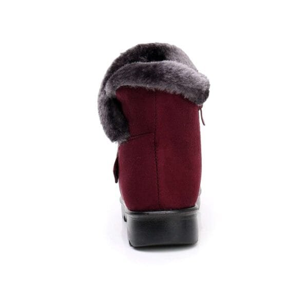 Stylish Winter Warm Ankle Boots - Burgundy Suede with Plush Lining - Image 6