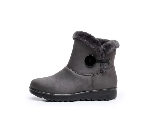 Winter Minimalist Cozy Ankle Boots - Warm Plush Lining with Elegant Button Detail - Image 2