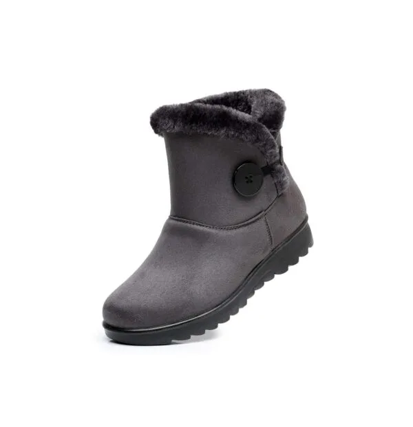 Winter Minimalist Cozy Ankle Boots - Warm Plush Lining with Elegant Button Detail - Image 3