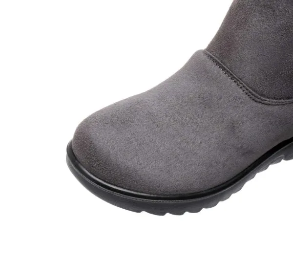 Winter Minimalist Cozy Ankle Boots - Warm Plush Lining with Elegant Button Detail - Image 4