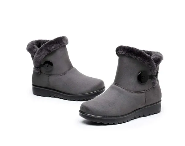 Winter Minimalist Cozy Ankle Boots - Warm Plush Lining with Elegant Button Detail - Image 10