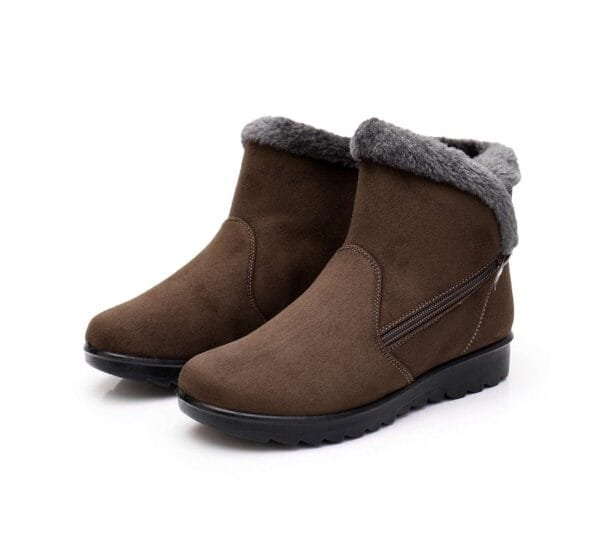 Winter Plush-Lined Burgundy Ankle Boots - Elegant and Practical with Side Zipper - Image 35