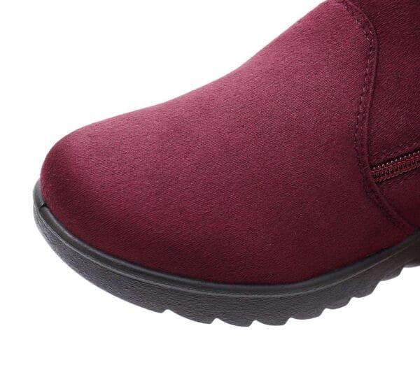 Winter Plush-Lined Burgundy Ankle Boots - Elegant and Practical with Side Zipper - Image 4