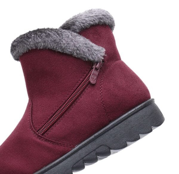 Winter Plush-Lined Burgundy Ankle Boots - Elegant and Practical with Side Zipper - Image 7