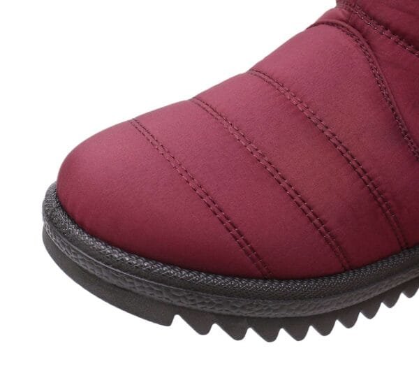 Burgundy Winter Fur Boots - Luxurious Faux Fur Collar with Side Zipper - Image 26