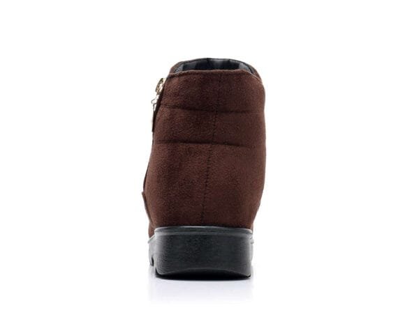 Classic Brown Winter Ankle Boots - Cozy Plush Lining with Gold Zipper Accent - Image 6