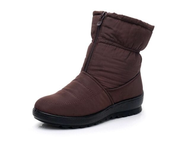 Waterproof Burgundy Winter Boots - Warm Plush Lining with Front Zipper - Image 13