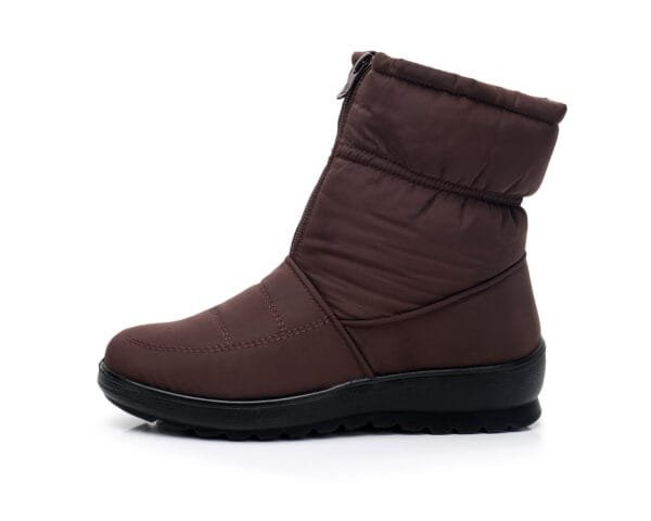 Waterproof Burgundy Winter Boots - Warm Plush Lining with Front Zipper - Image 14