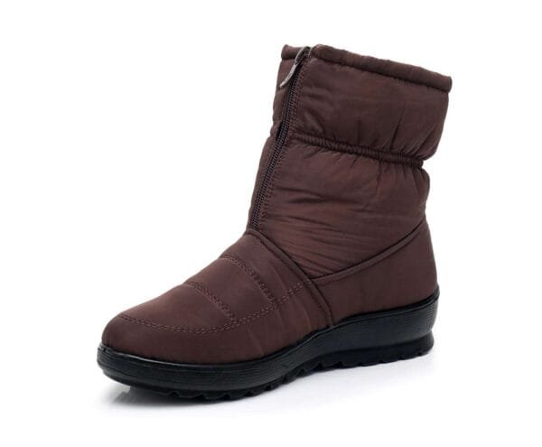 Waterproof Burgundy Winter Boots - Warm Plush Lining with Front Zipper - Image 15