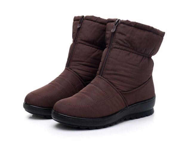 Waterproof Burgundy Winter Boots - Warm Plush Lining with Front Zipper - Image 19