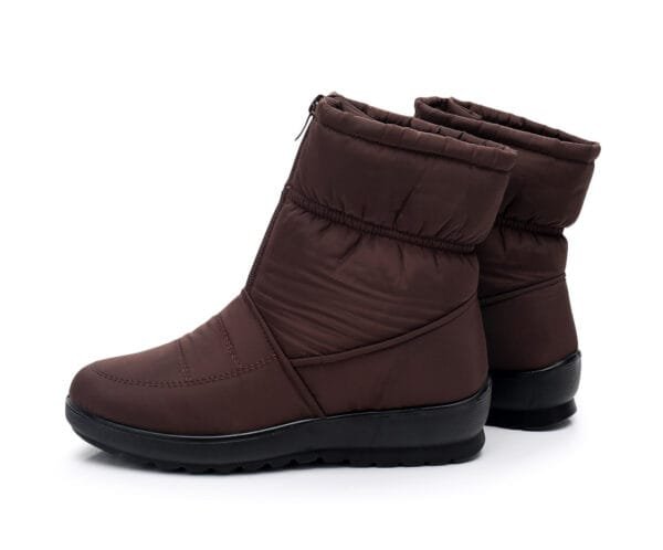 Waterproof Burgundy Winter Boots - Warm Plush Lining with Front Zipper - Image 20