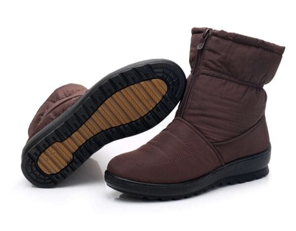 Waterproof Burgundy Winter Boots - Warm Plush Lining with Front Zipper - Image 21