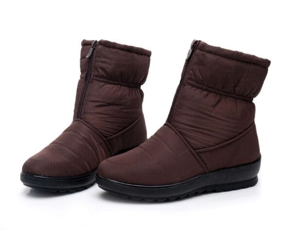 Waterproof Burgundy Winter Boots - Warm Plush Lining with Front Zipper - Image 22