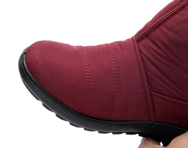 Waterproof Burgundy Winter Boots - Warm Plush Lining with Front Zipper - Image 25