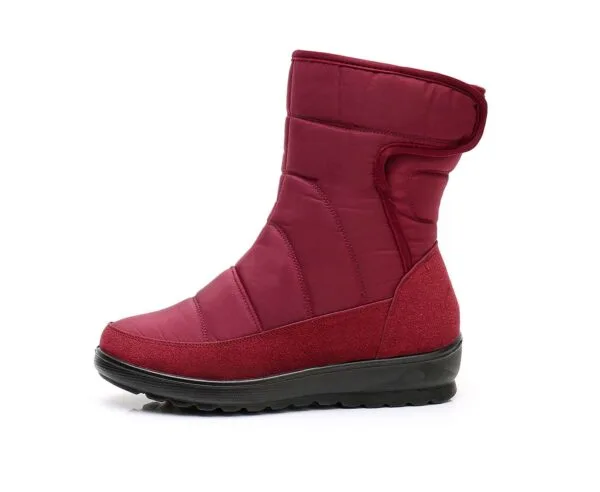 Burgundy Waterproof Winter Boots - Tall Design with Plush Lining and Secure Closure - Image 2