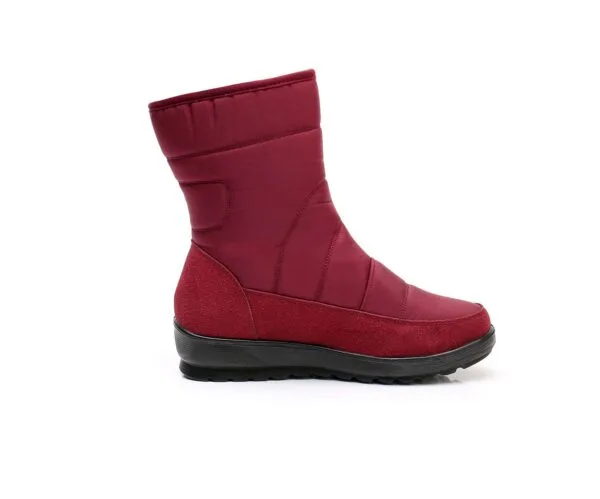 Burgundy Waterproof Winter Boots - Tall Design with Plush Lining and Secure Closure - Image 3