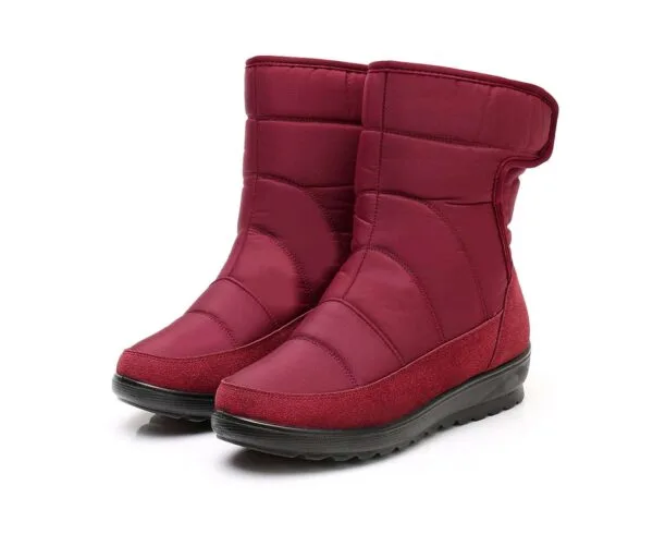 Burgundy Waterproof Winter Boots - Tall Design with Plush Lining and Secure Closure - Image 9