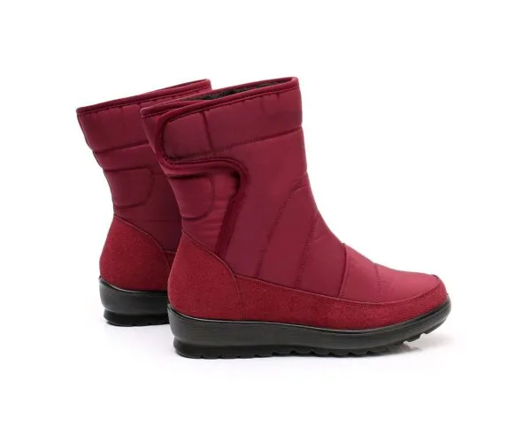 Burgundy Waterproof Winter Boots - Tall Design with Plush Lining and Secure Closure - Image 10