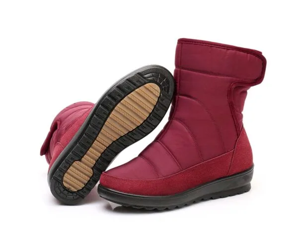 Burgundy Waterproof Winter Boots - Tall Design with Plush Lining and Secure Closure - Image 11