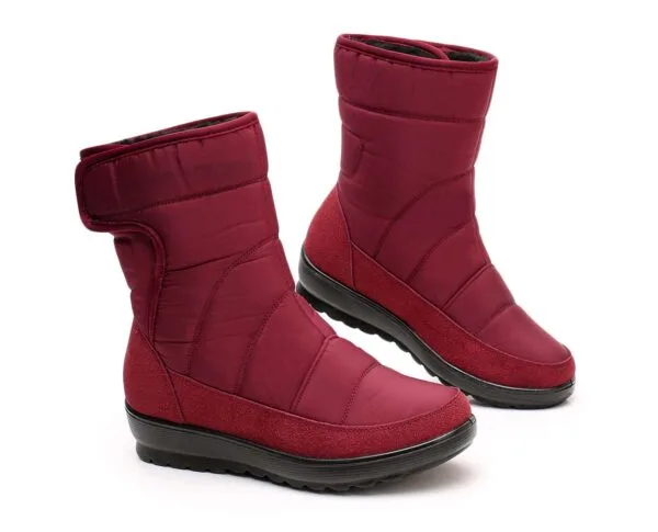 Burgundy Waterproof Winter Boots - Tall Design with Plush Lining and Secure Closure - Image 12