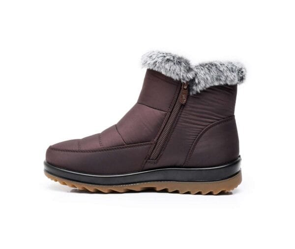 Black Winter Fur-Lined Boots - Sleek Waterproof Design with Stylish Zip Detail - Image 12