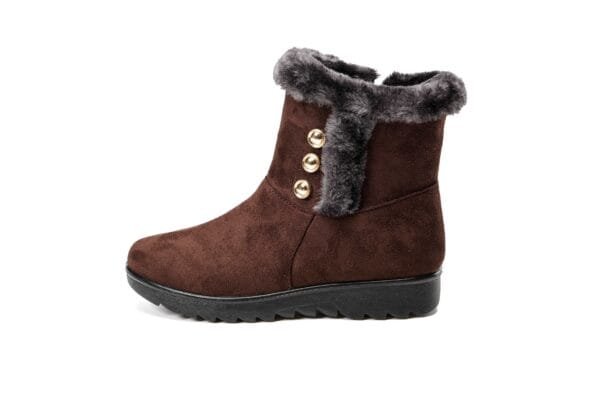 Burgundy Winter Boots - Plush Lining with Chic Gold Button Accents - Image 14