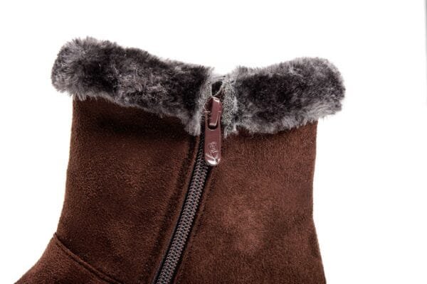 Burgundy Winter Boots - Plush Lining with Chic Gold Button Accents - Image 15