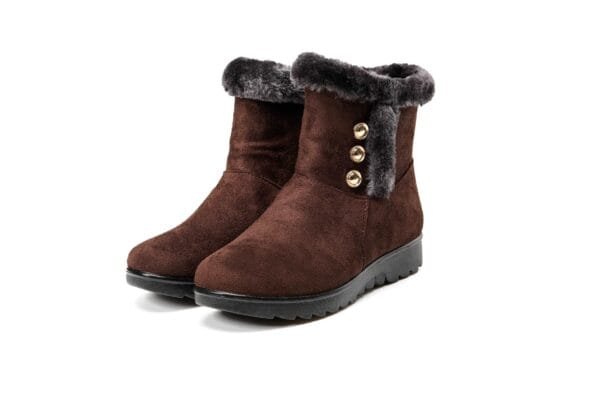 Burgundy Winter Boots - Plush Lining with Chic Gold Button Accents - Image 16