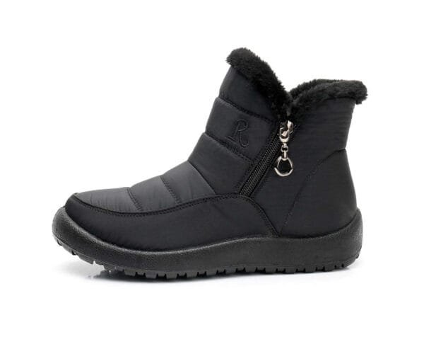 Black Waterproof Winter Boots - Plush Lining with Elegant Side Zipper - Image 2