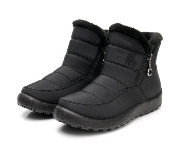 Black Waterproof Winter Boots - Plush Lining with Elegant Side Zipper - Image 8