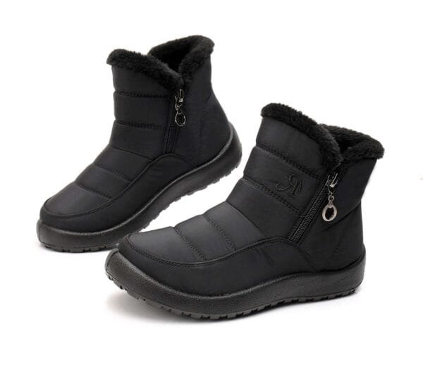 Black Waterproof Winter Boots - Plush Lining with Elegant Side Zipper - Image 10