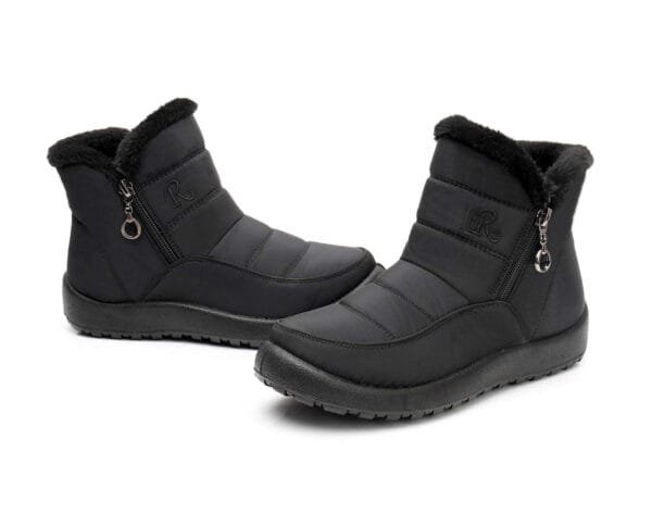 Black Waterproof Winter Boots - Plush Lining with Elegant Side Zipper - Image 11