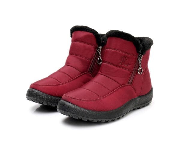 Black Waterproof Winter Boots - Plush Lining with Elegant Side Zipper - Image 20