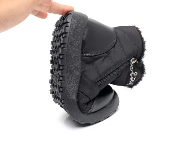 Burgundy Waterproof Winter Boots - Plush Lining with Side Zipper and Leather Accent - Image 6