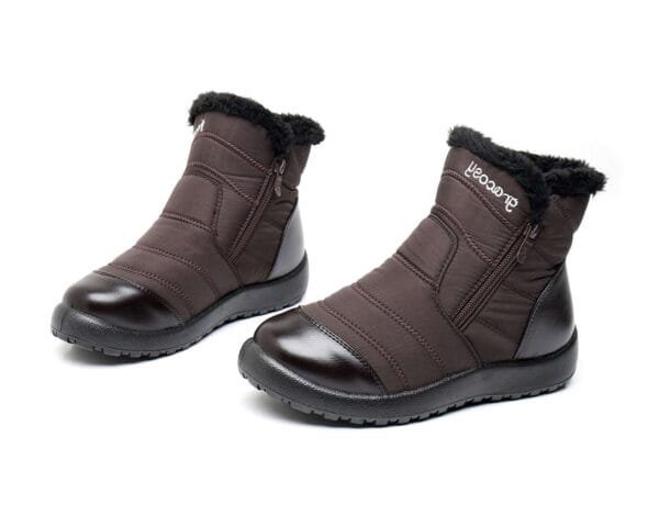 Burgundy Waterproof Winter Boots - Plush Lining with Side Zipper and Leather Accent - Image 19