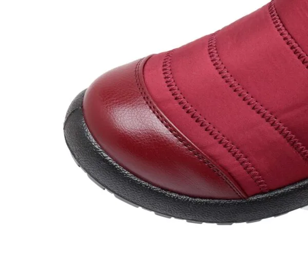 Burgundy Waterproof Winter Boots - Plush Lining with Side Zipper and Leather Accent - Image 24