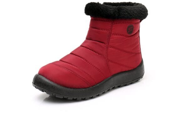 Waterproof Red Winter Ankle Boots - Cozy Plush Lining with Lightweight Design