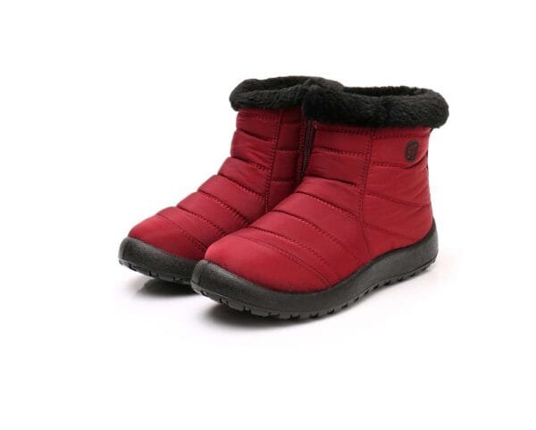 Waterproof Red Winter Ankle Boots - Cozy Plush Lining with Lightweight Design - Image 11