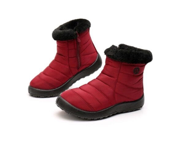 Waterproof Red Winter Ankle Boots - Cozy Plush Lining with Lightweight Design - Image 13