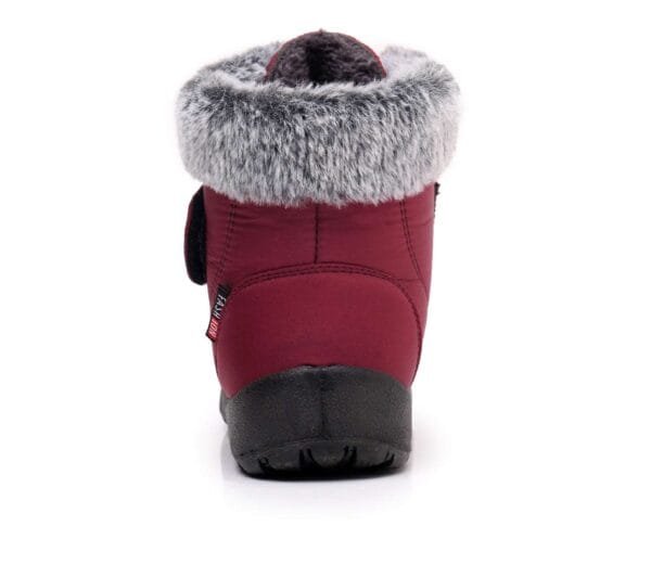 Burgundy Winter Boots - Plush Lining with Adjustable Strap and Fur Collar - Image 6