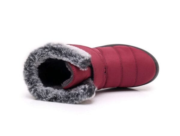 Burgundy Winter Boots - Plush Lining with Adjustable Strap and Fur Collar - Image 7