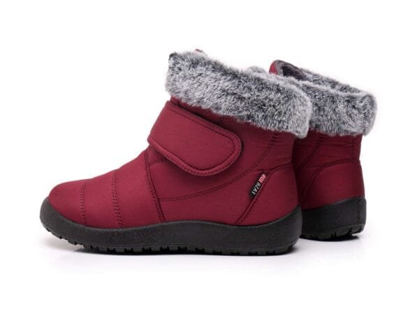 Burgundy Winter Boots - Plush Lining with Adjustable Strap and Fur Collar - Image 10